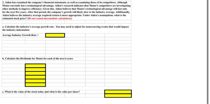 provided to answer the five questions in this case. Each question should