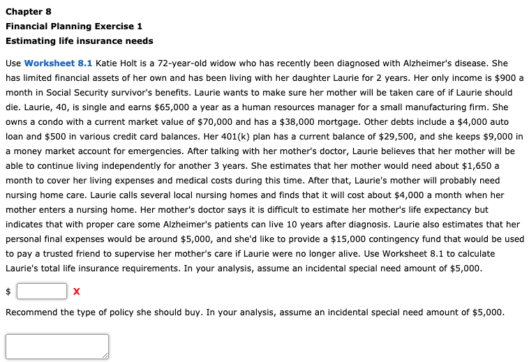 Thanks so much in advance! Chapter 8 Financial Planning Exercise 1
