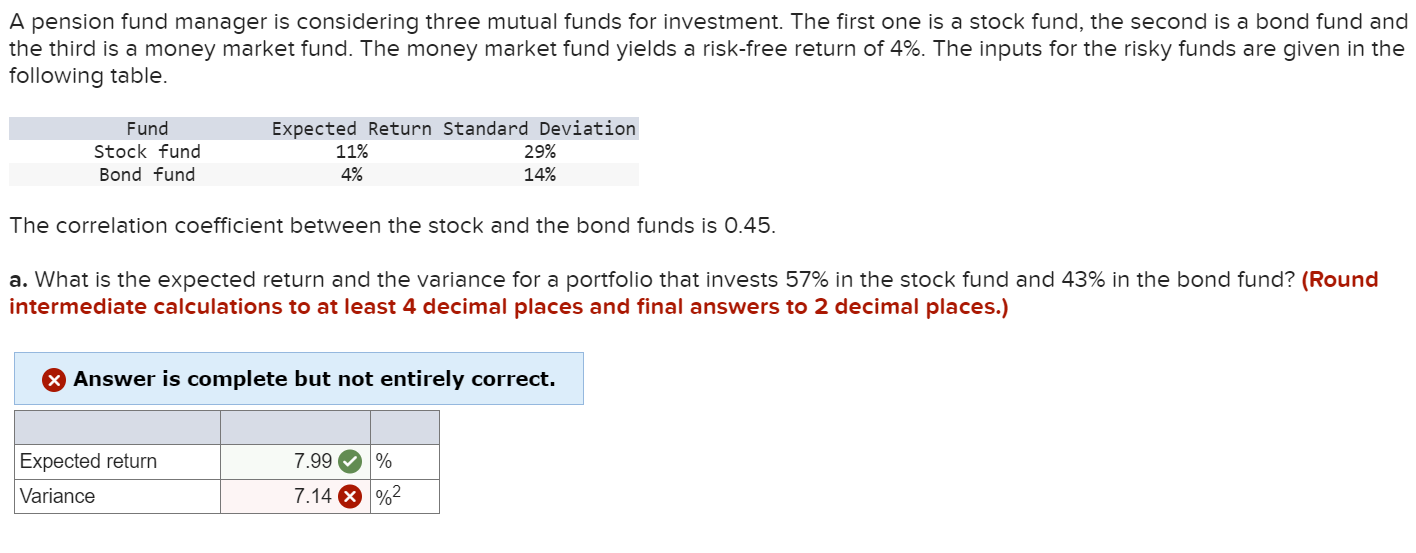  What is the expected return and the variance for a portfolio