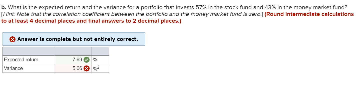 that invests 57% in the stock fund and 43% in the money