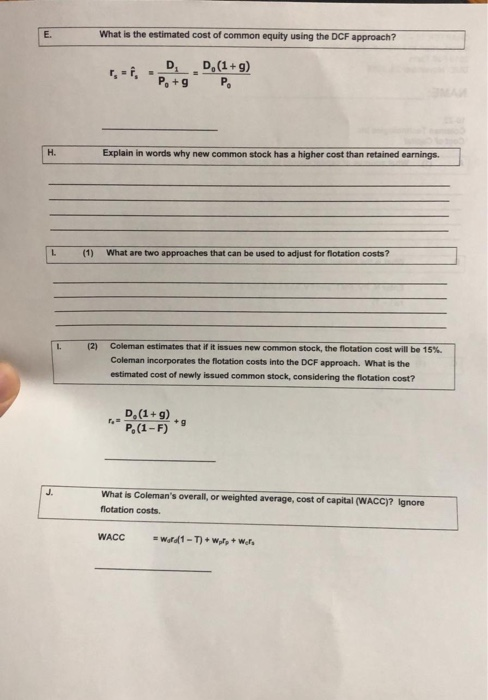 of Capital A. (1) What sources of capital should be included when