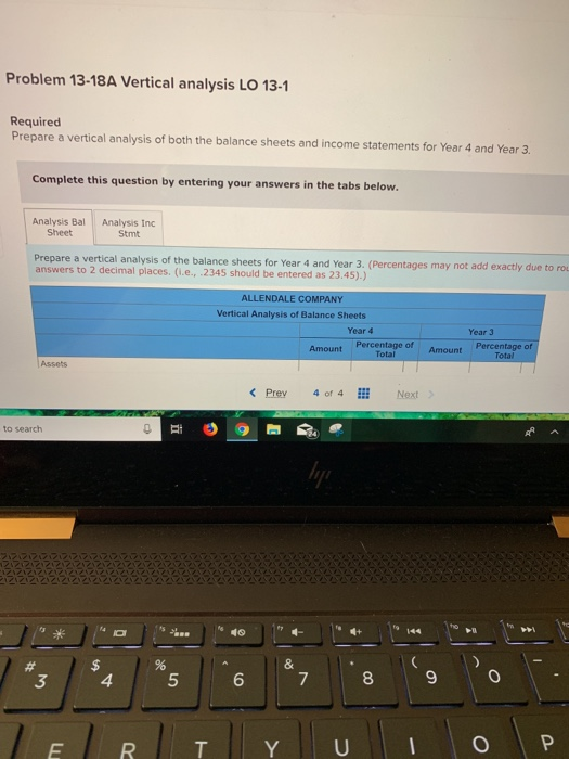 Problem 13-18A Vertical analysis LO 13-1 Required Prepare a vertical analysis