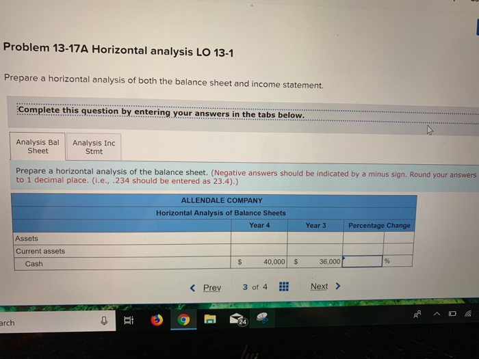 Problem 13-17A Horizontal analysis LO 13-1 Prepare a horizontal analysis of
