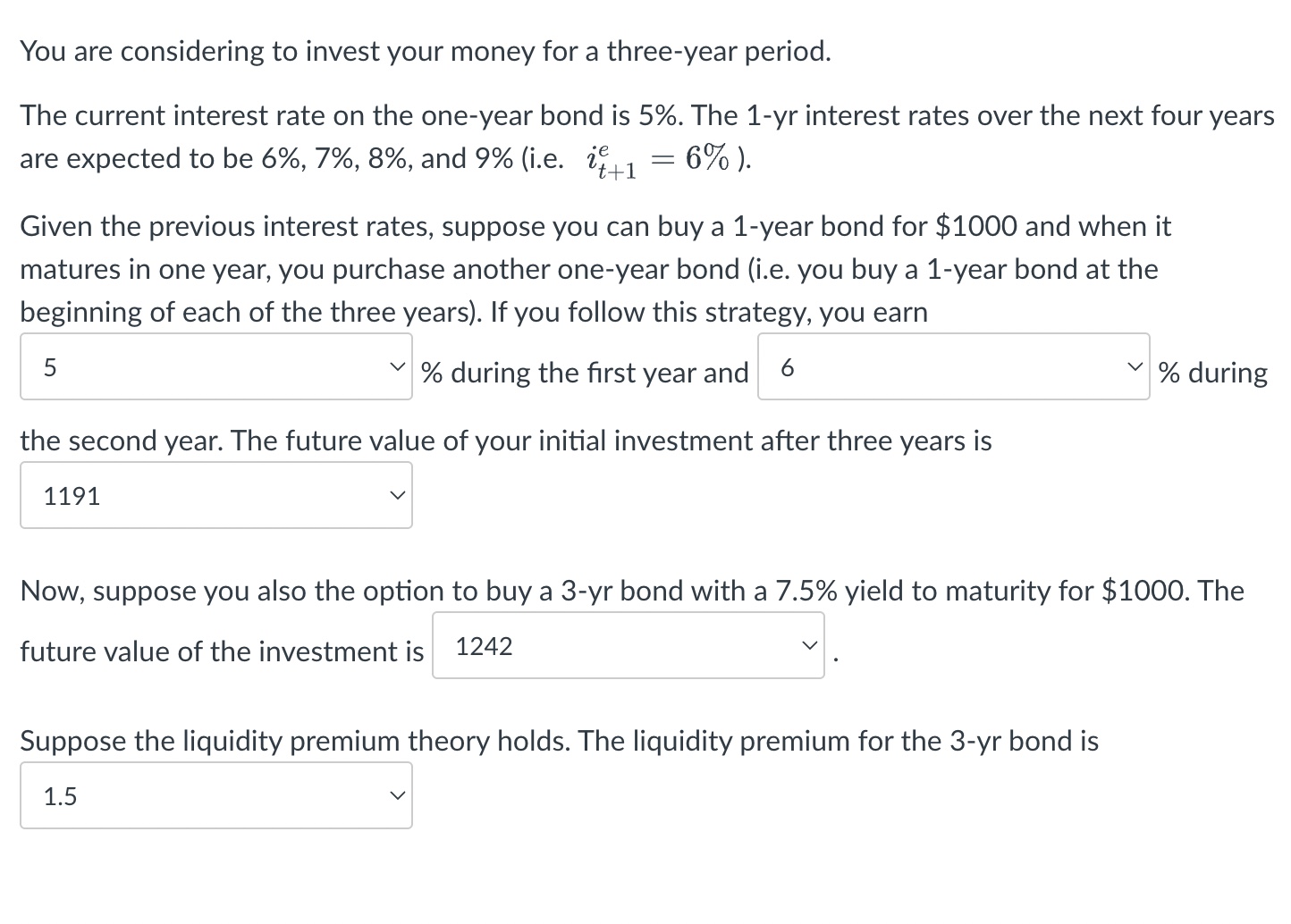  OPTIONS... blank 1: 5,6,7,8,9; blank 2: 5,6,7,8,9; blank 3: 991,1091,1191,1291,1391; blank