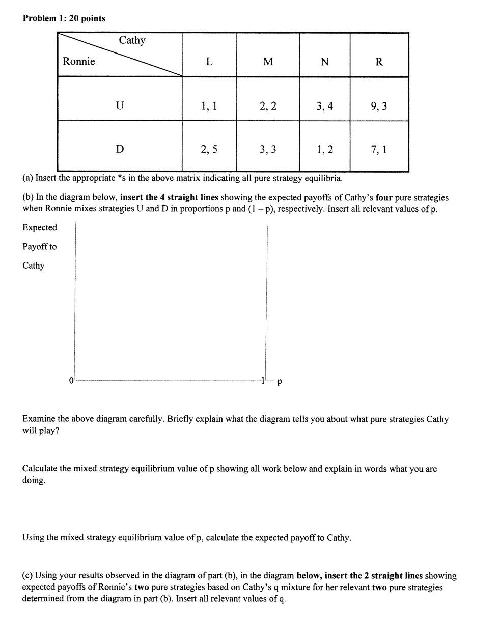 Problem 1: 20 points (a) Insert the appropriate s in the