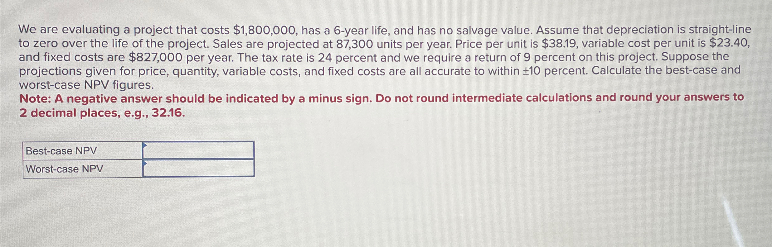  We are evaluating a project that costs $1,800,000, has a 6-year