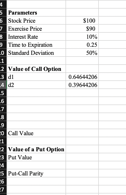 how do i calculate call value from this data? i am struggling