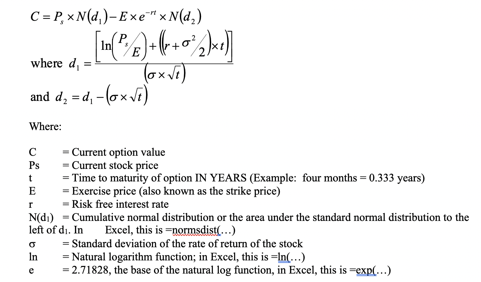 specifically with how to use the NORMDIST excel function to find the