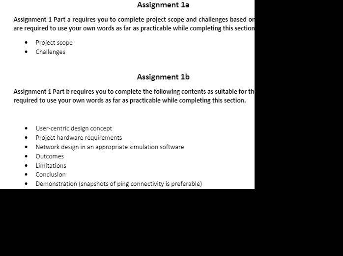 Assignment 1a Assignment 1 Part a requires you to complete project