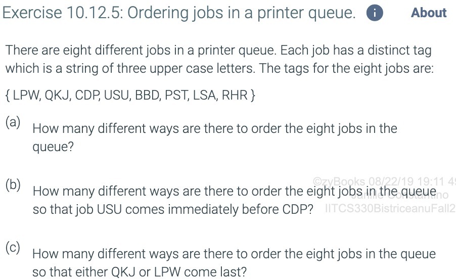 Exercise 10.12.5: Ordering jobs in a printer queue. i About There
