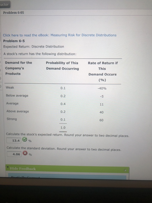  uctor Problem 6-05 Click here to read the eBook: Measuring Risk