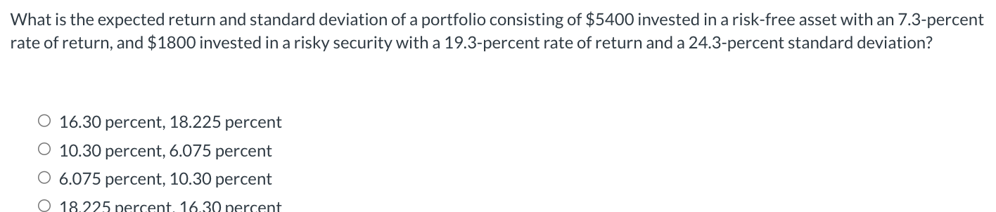  What is the expected return and standard deviation of a portfolio