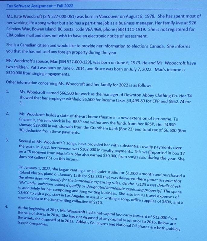 Tax case study - please answer step by step process. THanks. Tax