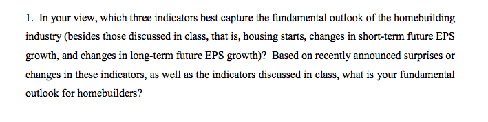  1. In your view, which three indicators best capture the fundamental