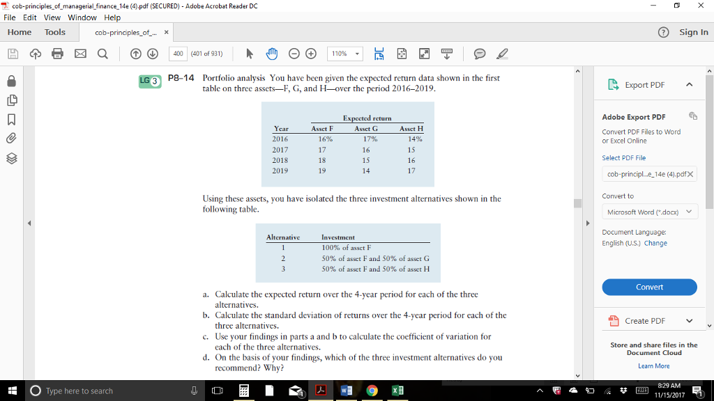 Struggling with the standard deviation. - O X cob-principles_of_managerial_finance_14e (4).pdf (SECURED) -
