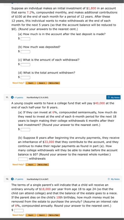 answer all please yes Suppose an individual makes an initial investment of