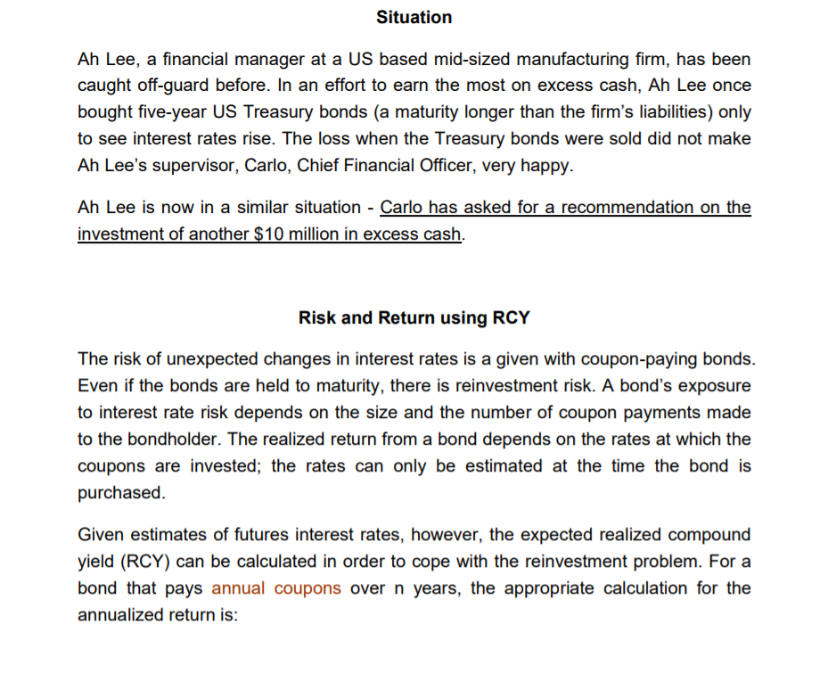 Situation Ah Lee, a financial manager at a US based mid-sized
