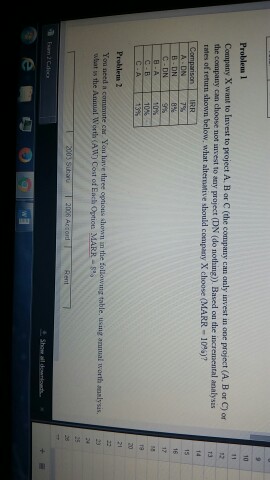 problem 1 incremental analysis rates of return Problem 1 Company X