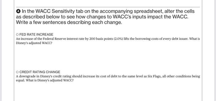 Average Cost of Capital Scenario Changes this is the excel sheet WACC