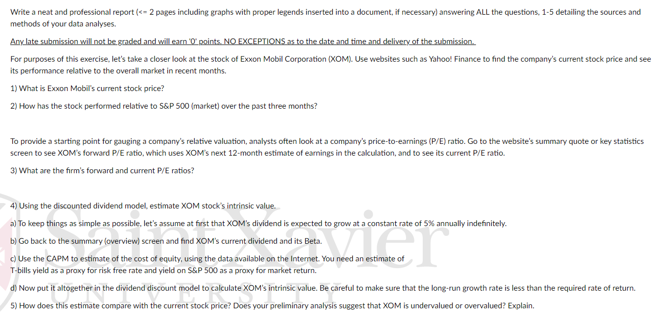  Write a neat and professional report (=2 pages including graphs with