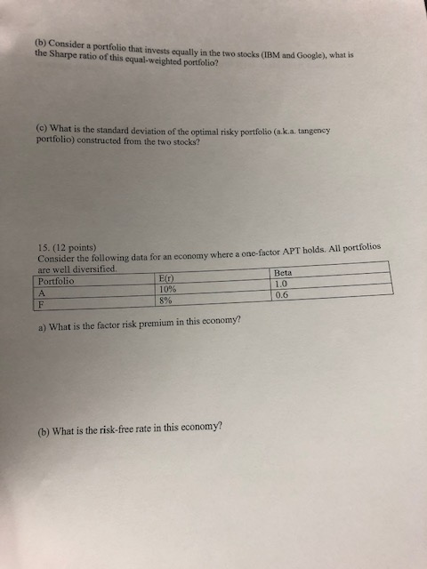 questions below completely. Show all your work. 13. (8 points) You own