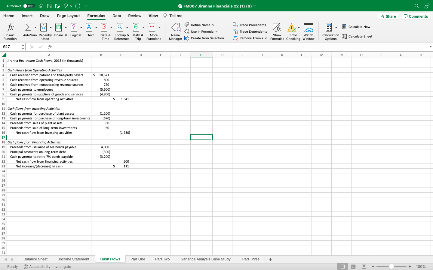 Flow = Total Cash Inflows - Total Cash Outflows Present Value Formula: