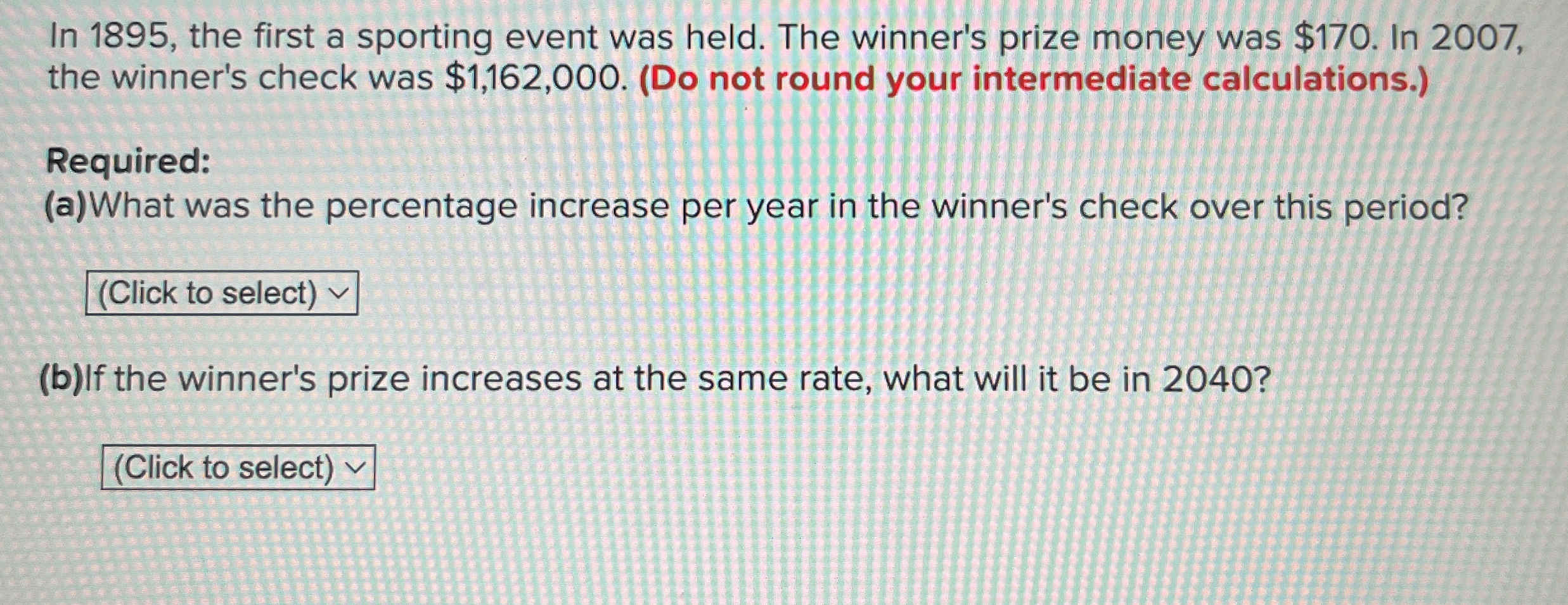  In 1895, the first a sporting event was held. The winner's