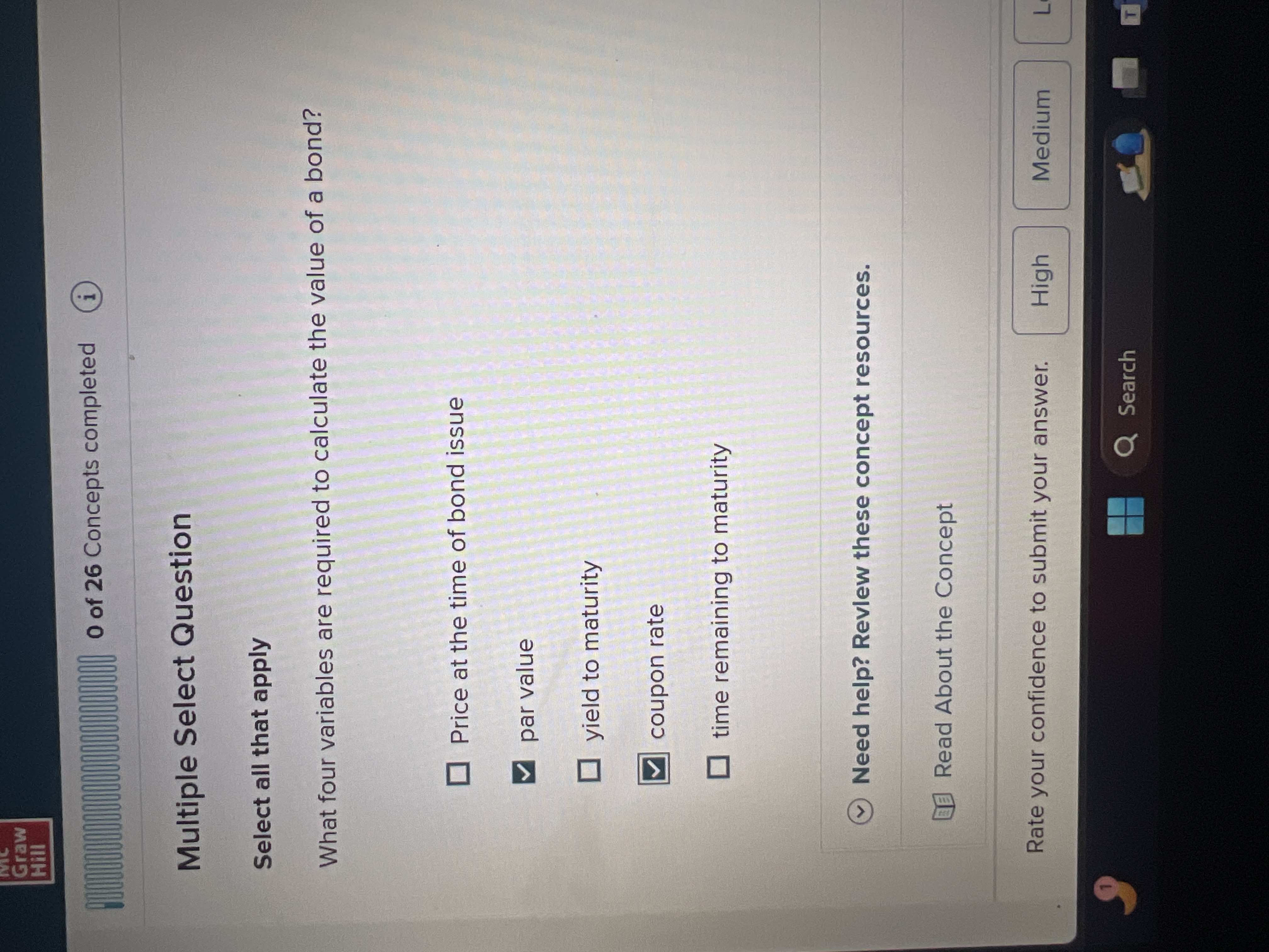  Select all that apply What four variables are required to calculate