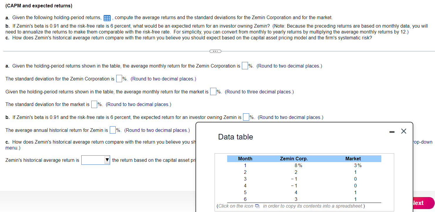  Please help me solve for A, B, and C. (CAPM and