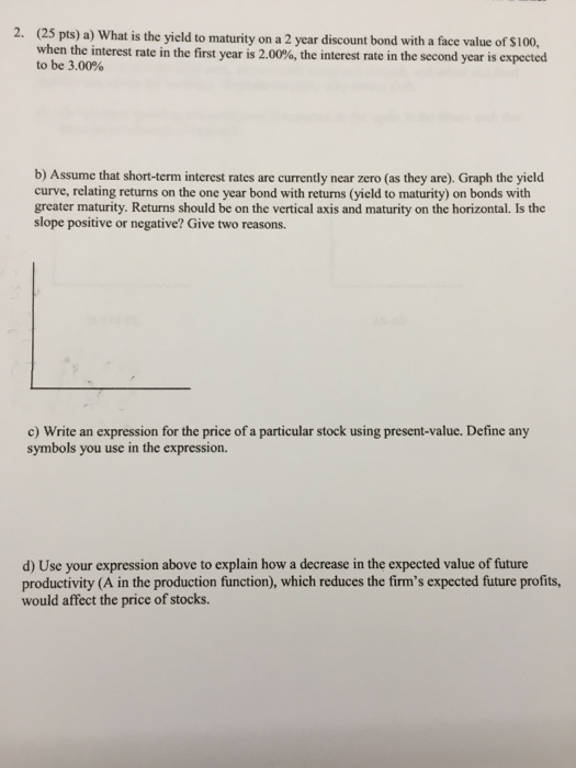  What is the yield lo maturity on a 2 year discount