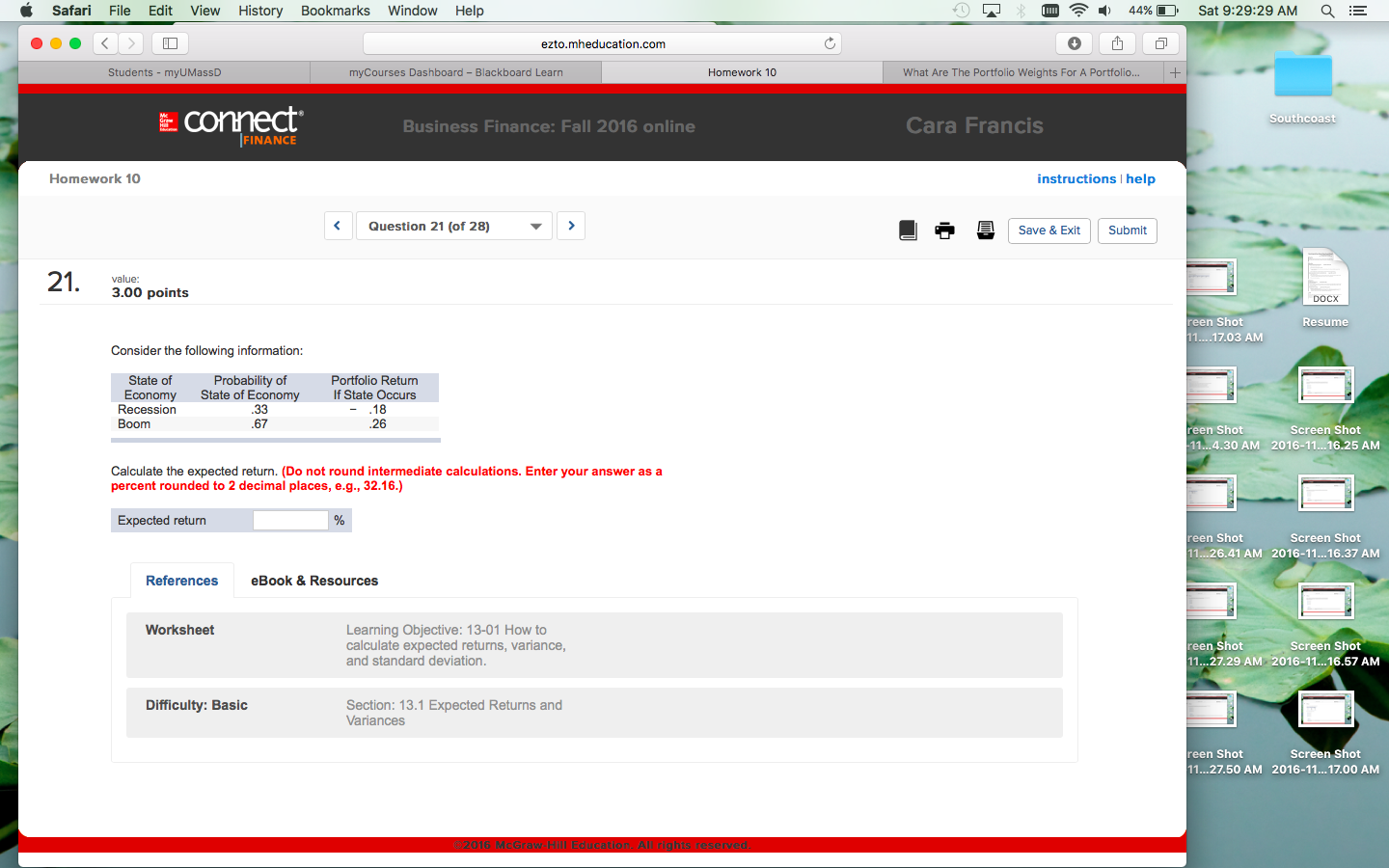 intermediate calculations. Enter your answer as a percent rounded to 2 decimal