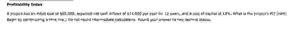  Profitablitity Index 