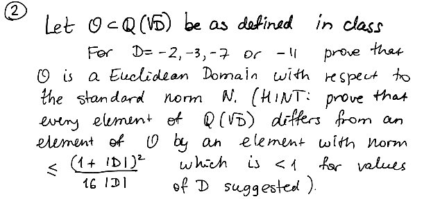 2 Let O cQ ( VD) be as defined in class