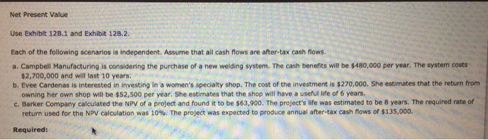  Net Present Value Use Exhibit 128.1 and Exhibit 128.2. Each of