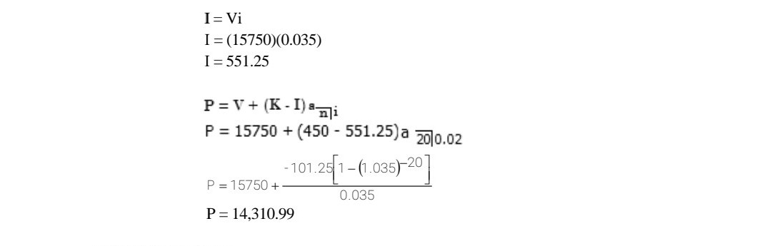 value 7% bond payable semiannually bought to yield 6.5% convertible semiannually. 0'7.