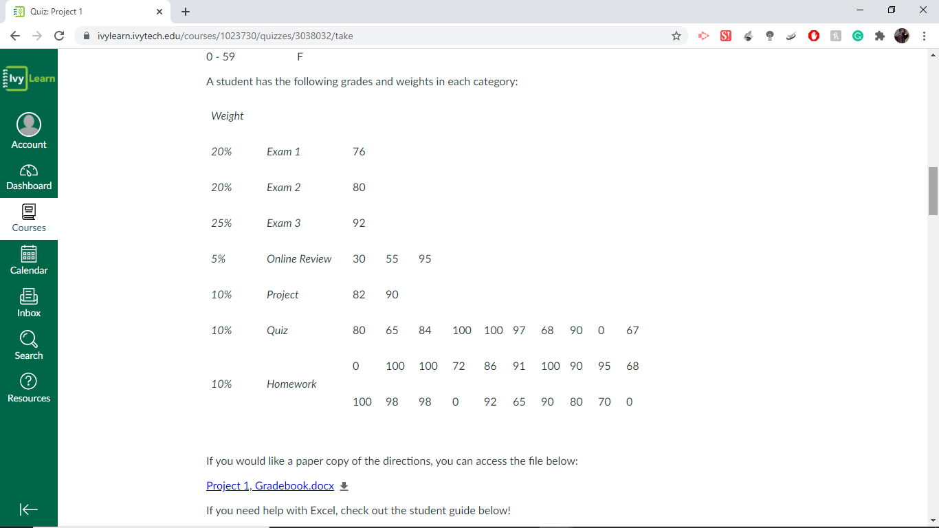 Instructions Question 3 Syllabus Question 4 Modules Understanding how weighted averages work