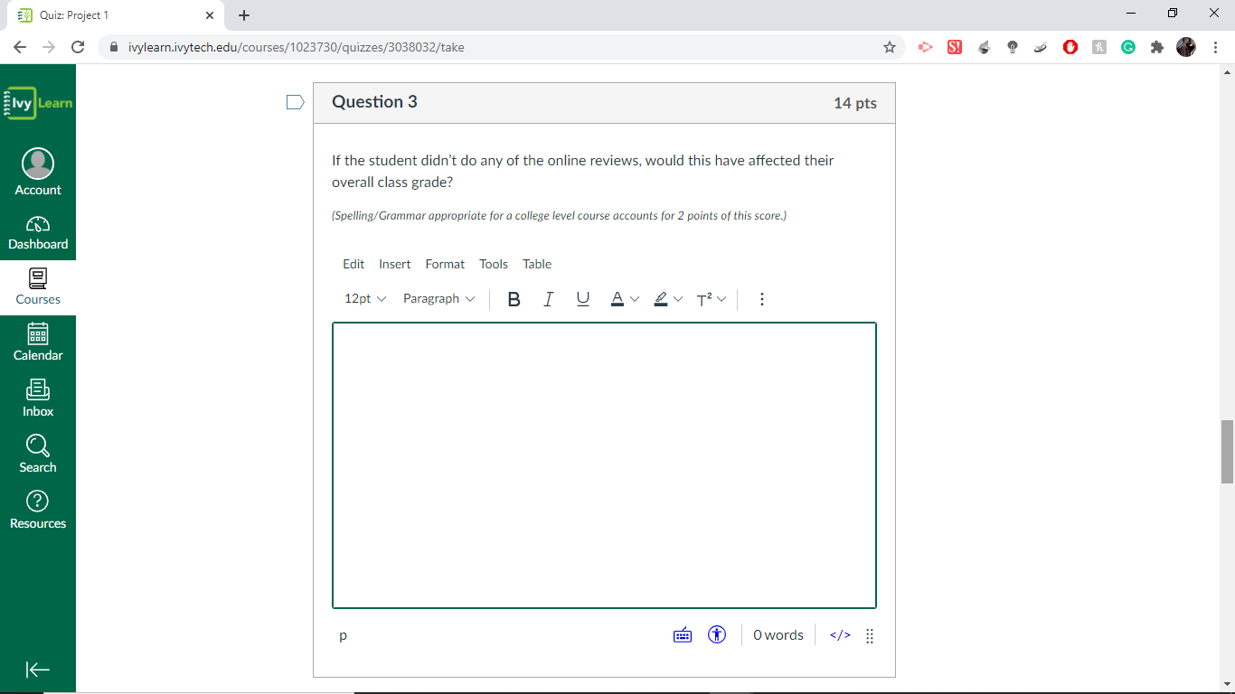 project, you will create an Excel spreadsheet that can Question 6 Grades