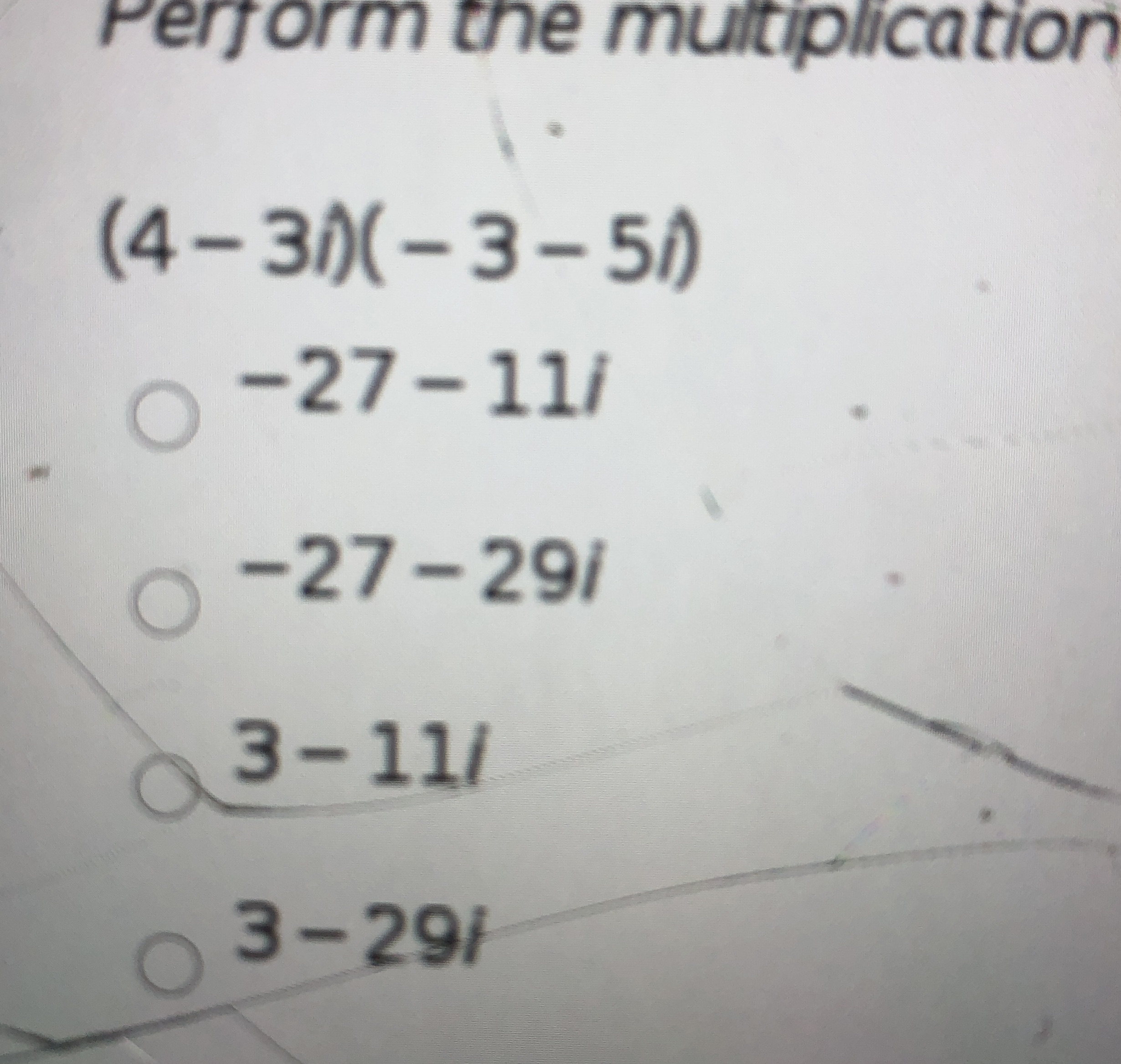 Preform multiplication and write the expression shown below in standard form \f