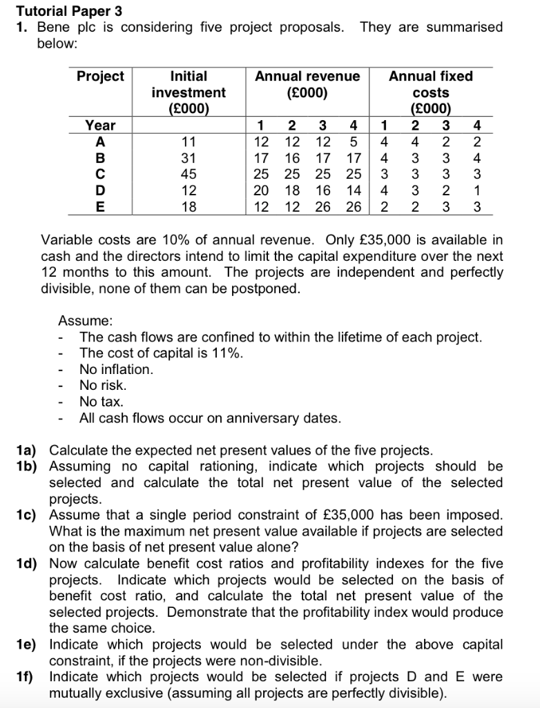  I need help specifically with 1D. After calculating the BCR and