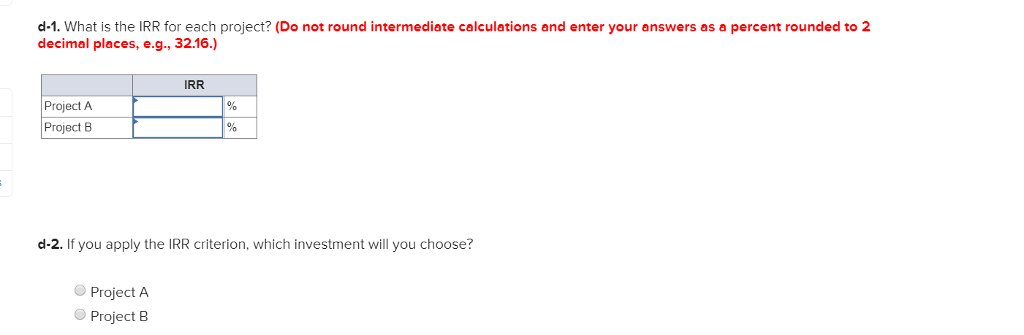 project you choose, if any, you require a return of 11 percent