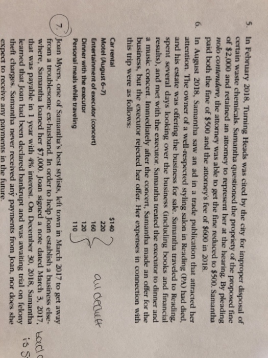 Security number is 111-21-1113 1. Samantha is a licensed hairstylist. She owns