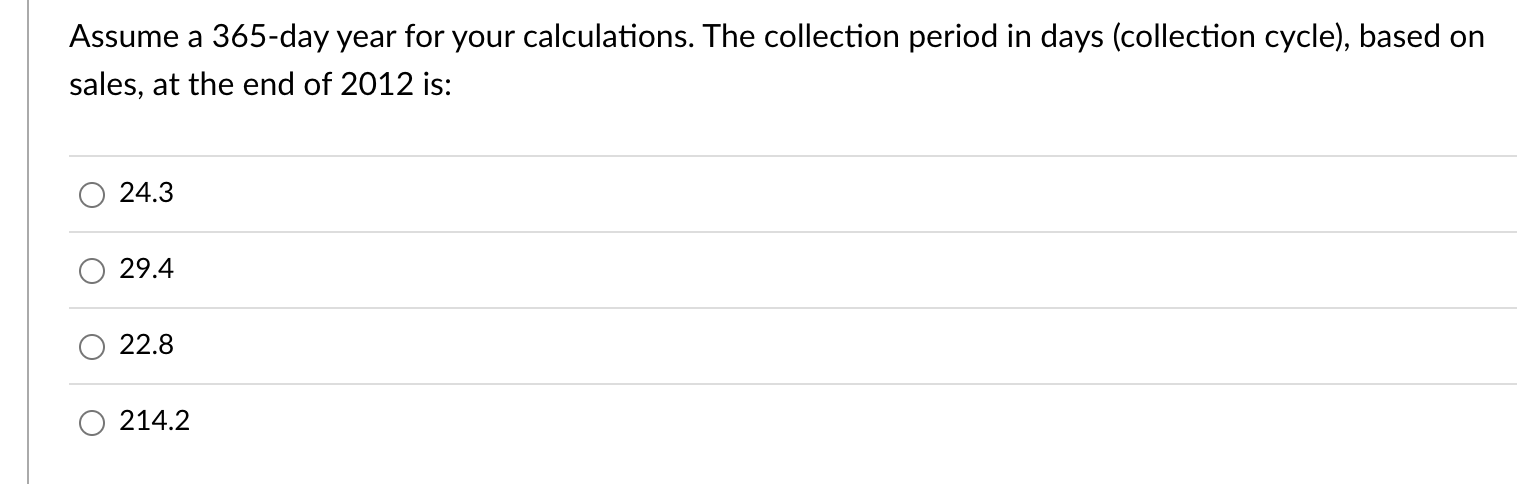 Cash Flow from operations $(35,831.00)$(12,538.00) Balance Sheet Assume a 365 -day year
