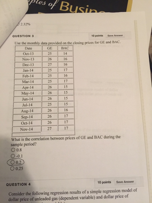  Use the monthly data provided on the closing prices for GE