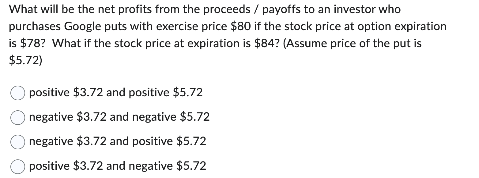 What will be the net profits from the proceeds / payoffs
