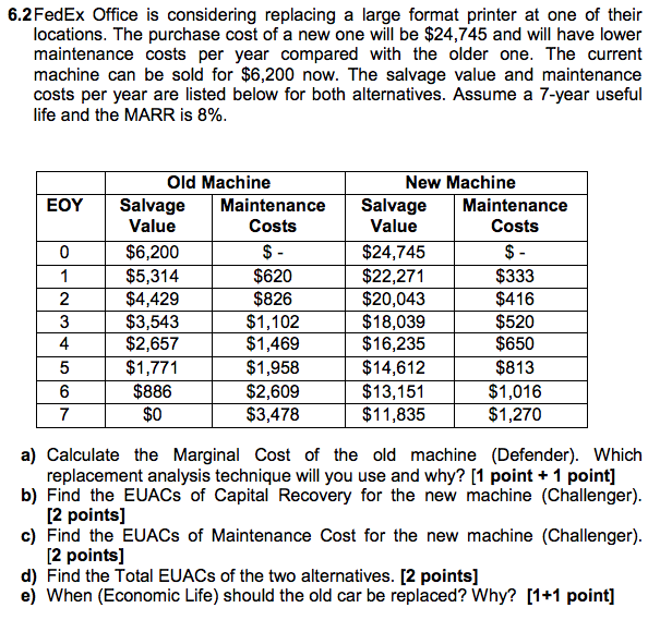  6.2FedEx Office is considering replacing a large format printer at one