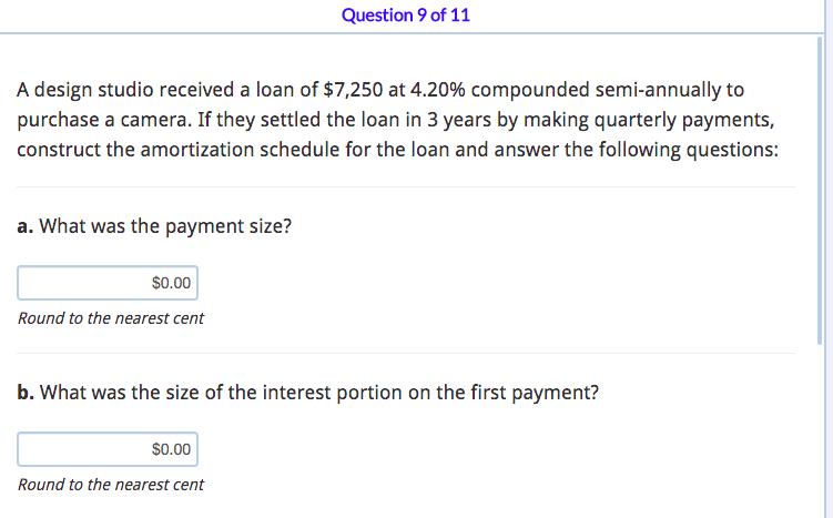 balance on the loan at the end of four years? $0.00 Round