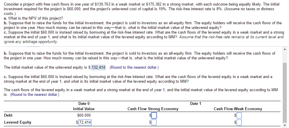 I only need help with Part C. Thanks. Consider a project with