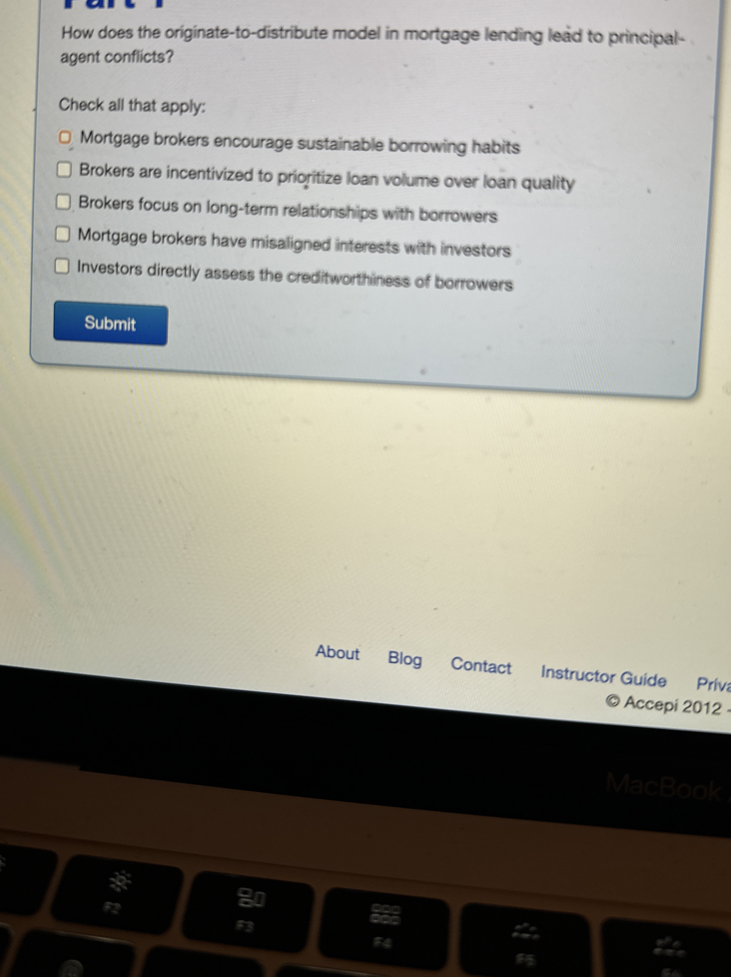  How does the originate-to-distribute model in mortgage lending lead to principalagent