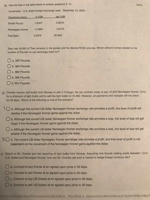  Use table to answer 2-5. Use the data in the table