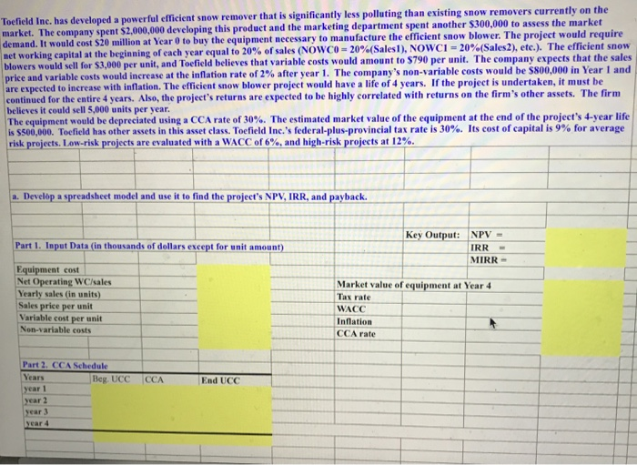  Toefield Inc. has developed a powerful efficient snow remover that is